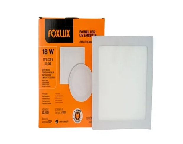 Painel Luminária Foxlux Led 22,5cm Quadrado Embutir 18W 6,5K