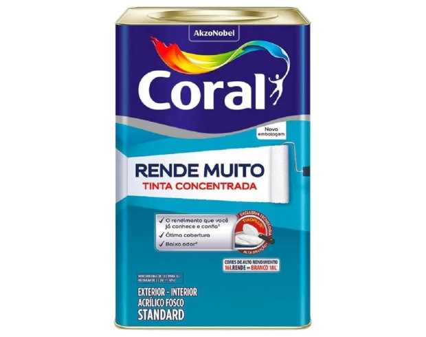 Tinta Acrílica Fosca Rende Muito Branco 18L Coral