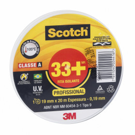 Fita Isolante 3M Scotch 33+ Uso Profissional Classe A Preta 19mm x 20m x 0,19mm Fita Isolante 3M Scotch 33+ Uso Profissional Classe A Preta 19mm x 20m x 0,19mm