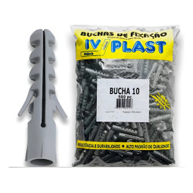 Bucha Nylon 10mm - Pacote 500 Unidades IVPLAST 